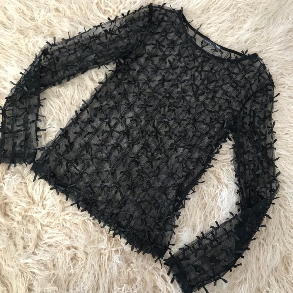 Zara mesh bow top